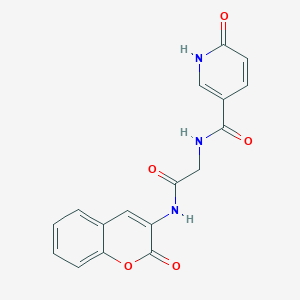 molecular formula C17H13N3O5 B2862750 6-oxo-N-(2-oxo-2-((2-oxo-2H-chromen-3-yl)amino)ethyl)-1,6-dihydropyridine-3-carboxamide CAS No. 1226442-64-3