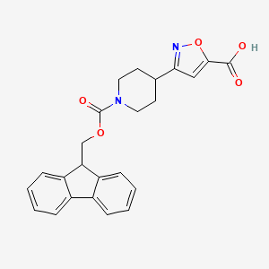 molecular formula C24H22N2O5 B2862757 3-{1-[(9H-fluoren-9-ylmethoxy)carbonyl]piperidin-4-yl}-1,2-oxazole-5-carboxylic acid CAS No. 2137762-40-2