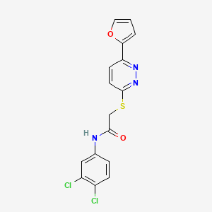 molecular formula C16H11Cl2N3O2S B2862758 N-(3,4-dichlorophenyl)-2-[6-(furan-2-yl)pyridazin-3-yl]sulfanylacetamide CAS No. 872704-83-1