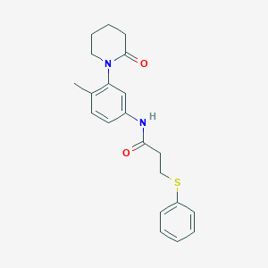 molecular formula C21H24N2O2S B2862770 N-(4-甲基-3-(2-氧代哌啶-1-基)苯基)-3-(苯硫基)丙酰胺 CAS No. 1207035-09-3