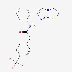 molecular formula C20H16F3N3OS B2862771 N-(2-(2,3-dihydroimidazo[2,1-b]thiazol-6-yl)phenyl)-2-(4-(trifluoromethyl)phenyl)acetamide CAS No. 2034616-24-3