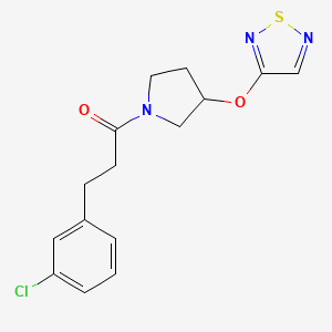 molecular formula C15H16ClN3O2S B2862775 3-(3-Chlorophenyl)-1-[3-(1,2,5-thiadiazol-3-yloxy)pyrrolidin-1-yl]propan-1-one CAS No. 2097898-06-9