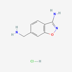 molecular formula C8H10ClN3O B2862778 6-(Aminomethyl)-1,2-benzoxazol-3-amine;hydrochloride CAS No. 510772-92-6