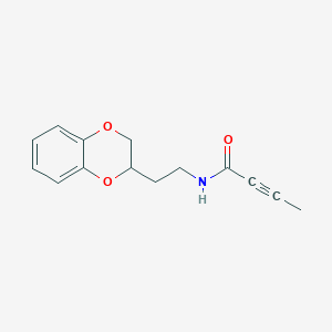 molecular formula C14H15NO3 B2862779 N-[2-(2,3-Dihydro-1,4-benzodioxin-3-yl)ethyl]but-2-ynamide CAS No. 2411268-69-2