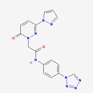 molecular formula C16H13N9O2 B2862791 N-(4-(1H-tetrazol-1-yl)phenyl)-2-(6-oxo-3-(1H-pyrazol-1-yl)pyridazin-1(6H)-yl)acetamide CAS No. 1334368-51-2
