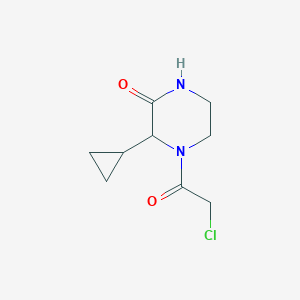 molecular formula C9H13ClN2O2 B2862793 4-(2-Chloroacetyl)-3-cyclopropylpiperazin-2-one CAS No. 2411195-12-3