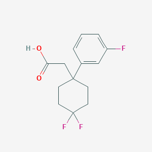 molecular formula C14H15F3O2 B2862805 2-[4,4-Difluoro-1-(3-fluorophenyl)cyclohexyl]acetic acid CAS No. 2251054-32-5