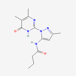 molecular formula C14H19N5O2 B2862819 N-(1-(4,5-dimethyl-6-oxo-1,6-dihydropyrimidin-2-yl)-3-methyl-1H-pyrazol-5-yl)butyramide CAS No. 1004637-72-2