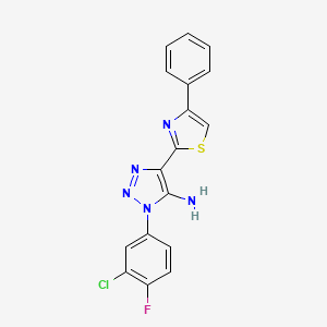 molecular formula C17H11ClFN5S B2862824 1-(3-chloro-4-fluorophenyl)-4-(4-phenyl-1,3-thiazol-2-yl)-1H-1,2,3-triazol-5-amine CAS No. 1207006-61-8