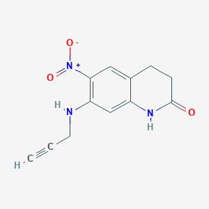 molecular formula C12H11N3O3 B2862828 6-Nitro-7-[(prop-2-yn-1-yl)amino]-1,2,3,4-tetrahydroquinolin-2-one CAS No. 1714928-83-2