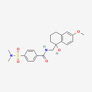molecular formula C21H26N2O5S B2862838 4-(N,N-dimethylsulfamoyl)-N-((1-hydroxy-6-methoxy-1,2,3,4-tetrahydronaphthalen-1-yl)methyl)benzamide CAS No. 2034600-46-7
