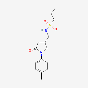 molecular formula C15H22N2O3S B2862845 N-((5-氧代-1-(对甲苯基)吡咯烷-3-基)甲基)丙烷-1-磺酰胺 CAS No. 954634-19-6