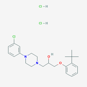 molecular formula C23H33Cl3N2O2 B2862849 1-(2-(Tert-butyl)phenoxy)-3-(4-(3-chlorophenyl)piperazin-1-yl)propan-2-ol dihydrochloride CAS No. 1177812-90-6