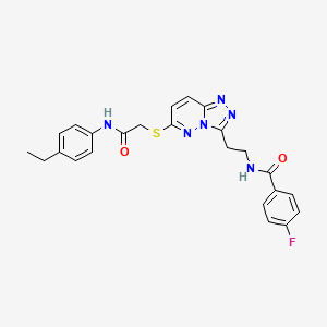 molecular formula C24H23FN6O2S B2862856 N-(2-(6-((2-((4-ethylphenyl)amino)-2-oxoethyl)thio)-[1,2,4]triazolo[4,3-b]pyridazin-3-yl)ethyl)-4-fluorobenzamide CAS No. 897619-66-8