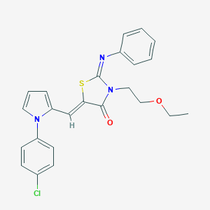 molecular formula C24H22ClN3O2S B286287 (2E,5Z)-5-{[1-(4-chlorophenyl)-1H-pyrrol-2-yl]methylidene}-3-(2-ethoxyethyl)-2-(phenylimino)-1,3-thiazolidin-4-one 