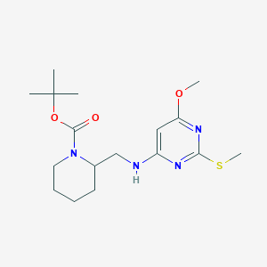 molecular formula C17H28N4O3S B2862878 tert-Butyl 2-(((6-methoxy-2-(methylthio)pyrimidin-4-yl)amino)methyl)piperidine-1-carboxylate CAS No. 1353954-14-9
