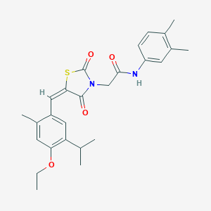 molecular formula C26H30N2O4S B286288 N-(3,4-dimethylphenyl)-2-[5-(4-ethoxy-5-isopropyl-2-methylbenzylidene)-2,4-dioxo-1,3-thiazolidin-3-yl]acetamide 