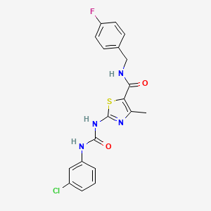 molecular formula C19H16ClFN4O2S B2862881 2-(3-(3-氯苯基)脲基)-N-(4-氟苄基)-4-甲基噻唑-5-甲酰胺 CAS No. 941975-31-1