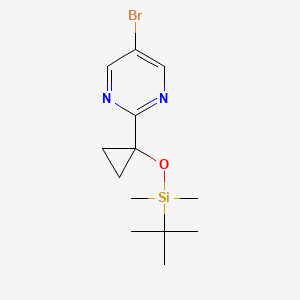 molecular formula C13H21BrN2OSi B2862888 BrC=1C=NC(=NC1)C1(CC1)O[Si](C)(C)C(C)(C)C CAS No. 1795452-14-0