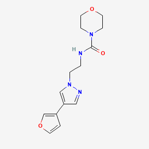 molecular formula C14H18N4O3 B2862891 N-(2-(4-(furan-3-yl)-1H-pyrazol-1-yl)ethyl)morpholine-4-carboxamide CAS No. 2034354-99-7