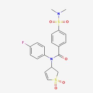 molecular formula C19H19FN2O5S2 B2862894 4-(N,N-dimethylsulfamoyl)-N-(1,1-dioxido-2,3-dihydrothiophen-3-yl)-N-(4-fluorophenyl)benzamide CAS No. 863022-62-2