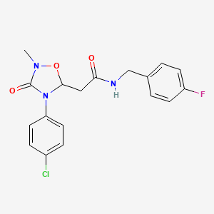 2-[4-(4-chlorophenyl)-2-methyl-3-oxo-1,2,4-oxadiazolidin-5-yl]-N-[(4-fluorophenyl)methyl]acetamide