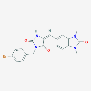 molecular formula C20H17BrN4O3 B286291 3-(4-bromobenzyl)-5-[(1,3-dimethyl-2-oxo-2,3-dihydro-1H-benzimidazol-5-yl)methylene]-2,4-imidazolidinedione 