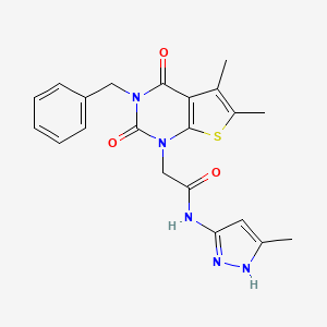 2-{3-benzyl-5,6-dimethyl-2,4-dioxo-1H,2H,3H,4H-thieno[2,3-d]pyrimidin-1-yl}-N-(3-methyl-1H-pyrazol-5-yl)acetamide
