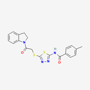 N-(5-((2-(indolin-1-yl)-2-oxoethyl)thio)-1,3,4-thiadiazol-2-yl)-4-methylbenzamide