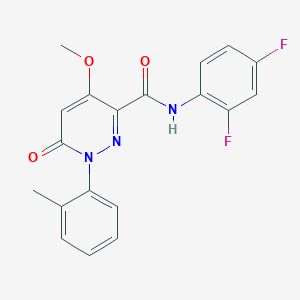 molecular formula C19H15F2N3O3 B2862934 N-(2,4-二氟苯基)-4-甲氧基-1-(2-甲基苯基)-6-氧代嘧啶-3-甲酰胺 CAS No. 941899-97-4