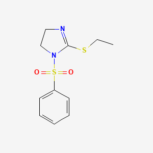 molecular formula C11H14N2O2S2 B2862936 1-(Benzenesulfonyl)-2-ethylsulfanyl-4,5-dihydroimidazole CAS No. 868216-48-2