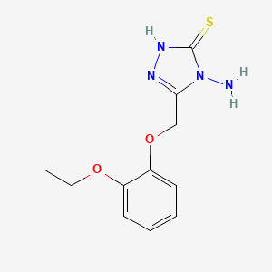 molecular formula C11H14N4O2S B2862947 4-amino-5-(2-ethoxyphenoxymethyl)-4H-1,2,4-triazole-3-thiol CAS No. 871673-13-1