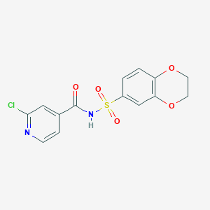 molecular formula C14H11ClN2O5S B2862949 2-chloro-N-(2,3-dihydro-1,4-benzodioxine-6-sulfonyl)pyridine-4-carboxamide CAS No. 1375242-13-9