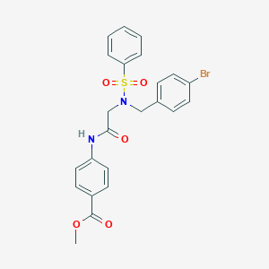 molecular formula C23H21BrN2O5S B286295 Methyl 4-({[(4-bromobenzyl)(phenylsulfonyl)amino]acetyl}amino)benzoate 