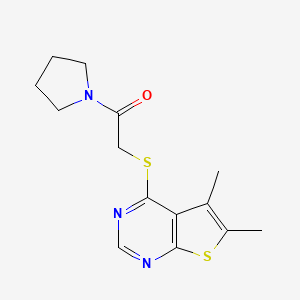 2-((5,6-Dimethylthieno[2,3-d]pyrimidin-4-yl)thio)-1-(pyrrolidin-1-yl)ethanone