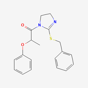 molecular formula C19H20N2O2S B2862959 1-(2-Benzylsulfanyl-4,5-dihydroimidazol-1-yl)-2-phenoxypropan-1-one CAS No. 851864-28-3