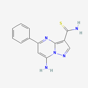 molecular formula C13H11N5S B2862996 7-Amino-5-phenylpyrazolo[1,5-a]pyrimidine-3-thiocarboxamide CAS No. 1965304-69-1