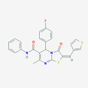 molecular formula C25H18FN3O2S2 B286301 5-(4-fluorophenyl)-7-methyl-3-oxo-N-phenyl-2-(3-thienylmethylene)-2,3-dihydro-5H-[1,3]thiazolo[3,2-a]pyrimidine-6-carboxamide 