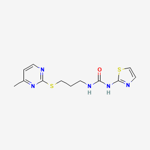 molecular formula C12H15N5OS2 B2863013 1-(3-((4-Methylpyrimidin-2-yl)thio)propyl)-3-(thiazol-2-yl)urea CAS No. 899969-10-9