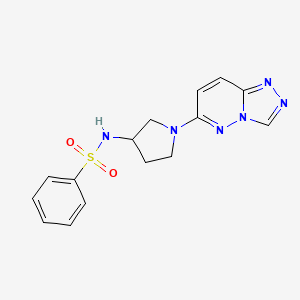 molecular formula C15H16N6O2S B2863014 N-(1-([1,2,4]triazolo[4,3-b]pyridazin-6-yl)pyrrolidin-3-yl)benzenesulfonamide CAS No. 2034470-12-5