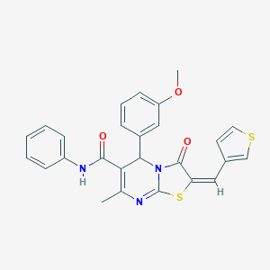 molecular formula C26H21N3O3S2 B286302 5-(3-methoxyphenyl)-7-methyl-3-oxo-N-phenyl-2-(3-thienylmethylene)-2,3-dihydro-5H-[1,3]thiazolo[3,2-a]pyrimidine-6-carboxamide 