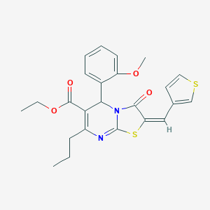 molecular formula C24H24N2O4S2 B286303 ethyl 5-(2-methoxyphenyl)-3-oxo-7-propyl-2-(3-thienylmethylene)-2,3-dihydro-5H-[1,3]thiazolo[3,2-a]pyrimidine-6-carboxylate 