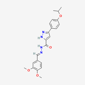 (E)-N'-(3,4-dimethoxybenzylidene)-3-(4-isopropoxyphenyl)-1H-pyrazole-5-carbohydrazide
