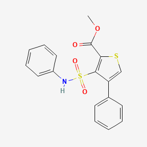molecular formula C18H15NO4S2 B2863043 Methyl 4-phenyl-3-(phenylsulfamoyl)thiophene-2-carboxylate CAS No. 895263-17-9