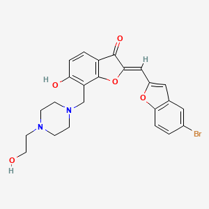molecular formula C24H23BrN2O5 B2863051 (Z)-2-((5-bromobenzofuran-2-yl)methylene)-6-hydroxy-7-((4-(2-hydroxyethyl)piperazin-1-yl)methyl)benzofuran-3(2H)-one CAS No. 929398-29-8