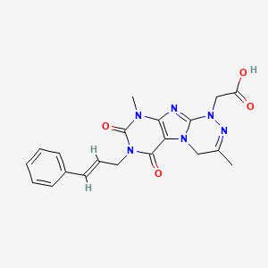 molecular formula C20H20N6O4 B2863059 2-(7-cinnamyl-3,9-dimethyl-6,8-dioxo-6,7,8,9-tetrahydro-[1,2,4]triazino[3,4-f]purin-1(4H)-yl)acetic acid CAS No. 929837-12-7