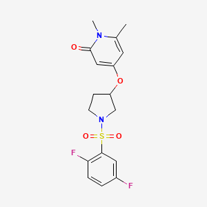 molecular formula C17H18F2N2O4S B2863075 4-((1-((2,5-difluorophenyl)sulfonyl)pyrrolidin-3-yl)oxy)-1,6-dimethylpyridin-2(1H)-one CAS No. 2034313-29-4