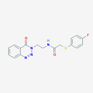 molecular formula C17H15FN4O2S B2863080 2-((4-fluorophenyl)thio)-N-(2-(4-oxobenzo[d][1,2,3]triazin-3(4H)-yl)ethyl)acetamide CAS No. 2034274-16-1