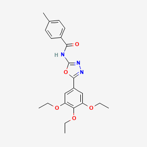 molecular formula C22H25N3O5 B2863081 4-methyl-N-[5-(3,4,5-triethoxyphenyl)-1,3,4-oxadiazol-2-yl]benzamide CAS No. 891123-66-3