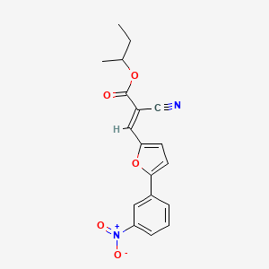 molecular formula C18H16N2O5 B2863082 (E)-sec-butyl 2-cyano-3-(5-(3-nitrophenyl)furan-2-yl)acrylate CAS No. 301339-44-6